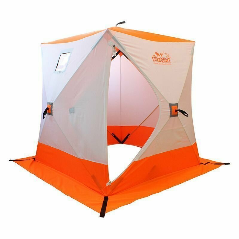 фото Палатка зимняя куб следопыт 1,5 х1,5 м, Oxford 240D PU 1000, S по полу 2,2кв.м, цв. оранжевый/бел