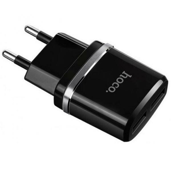 Зарядное устройство Hoco USB charger C12 max2.4A 2xUSB, черный , 1шт.