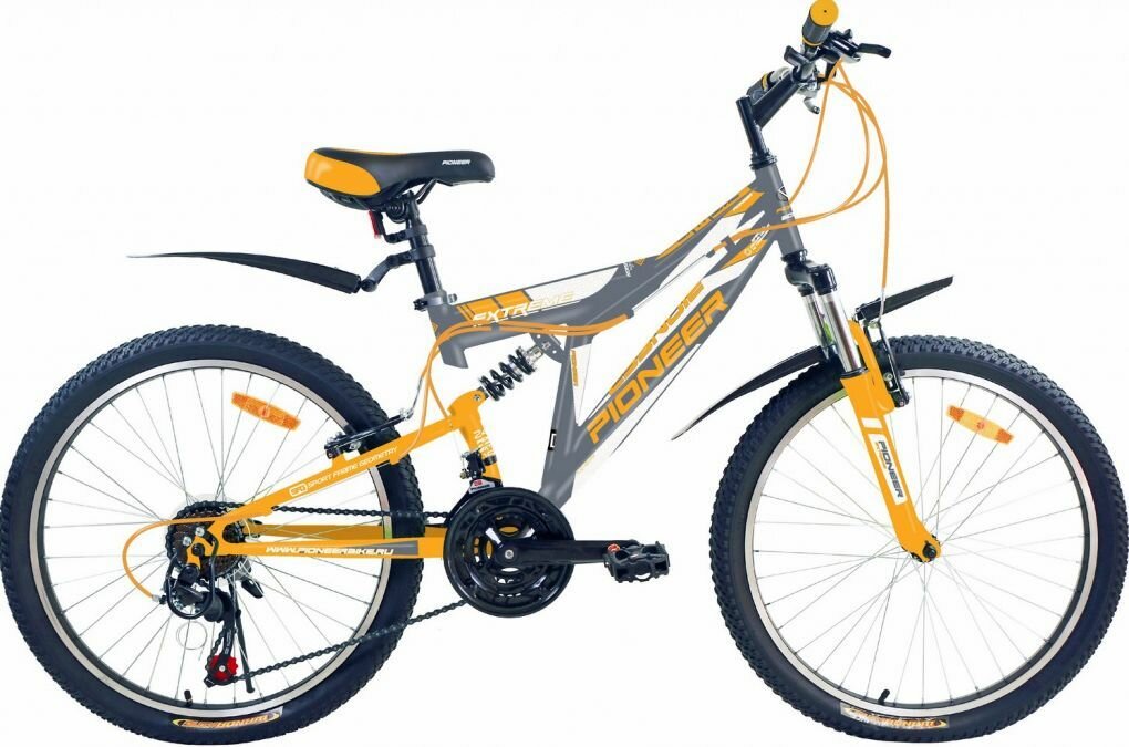 Велосипед подростковый PIONEER EXTREME 24"/15" gray-orange-white