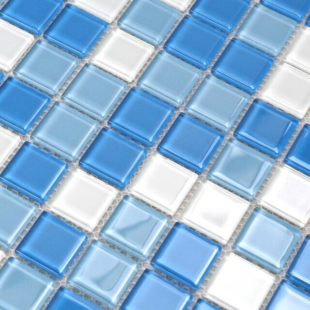 Мозаика Tessare 30,5х30,5х0,4см стекло бело-голубой шт(HJM04) - фотография № 4