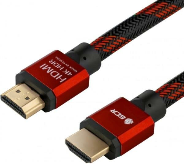 Кабель HDMI 0.5м Green Connection GCR-51488 круглый черный/красный