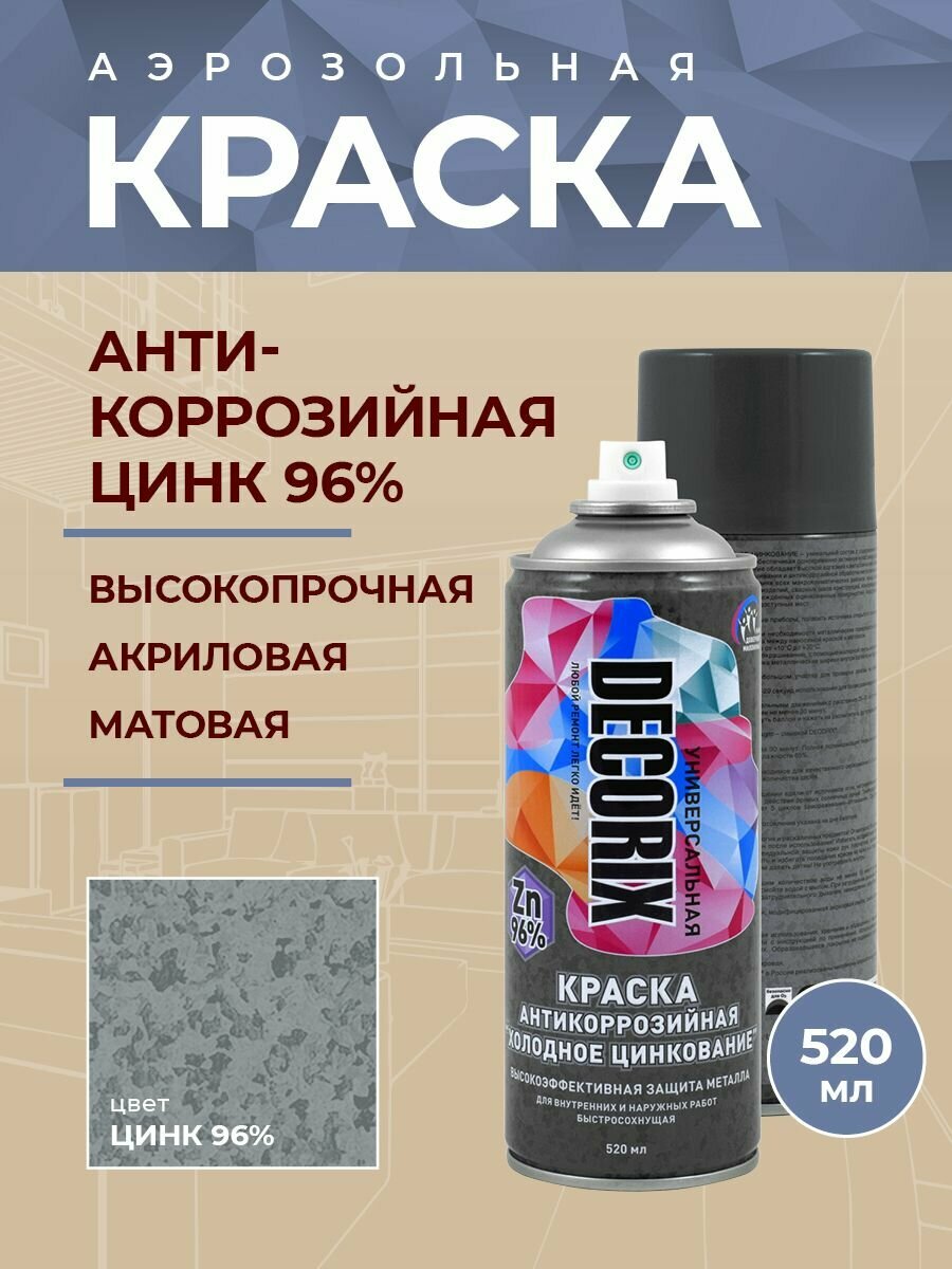 Краска Decorix Антикоррозийная Холодное цинкование Цинк 96%