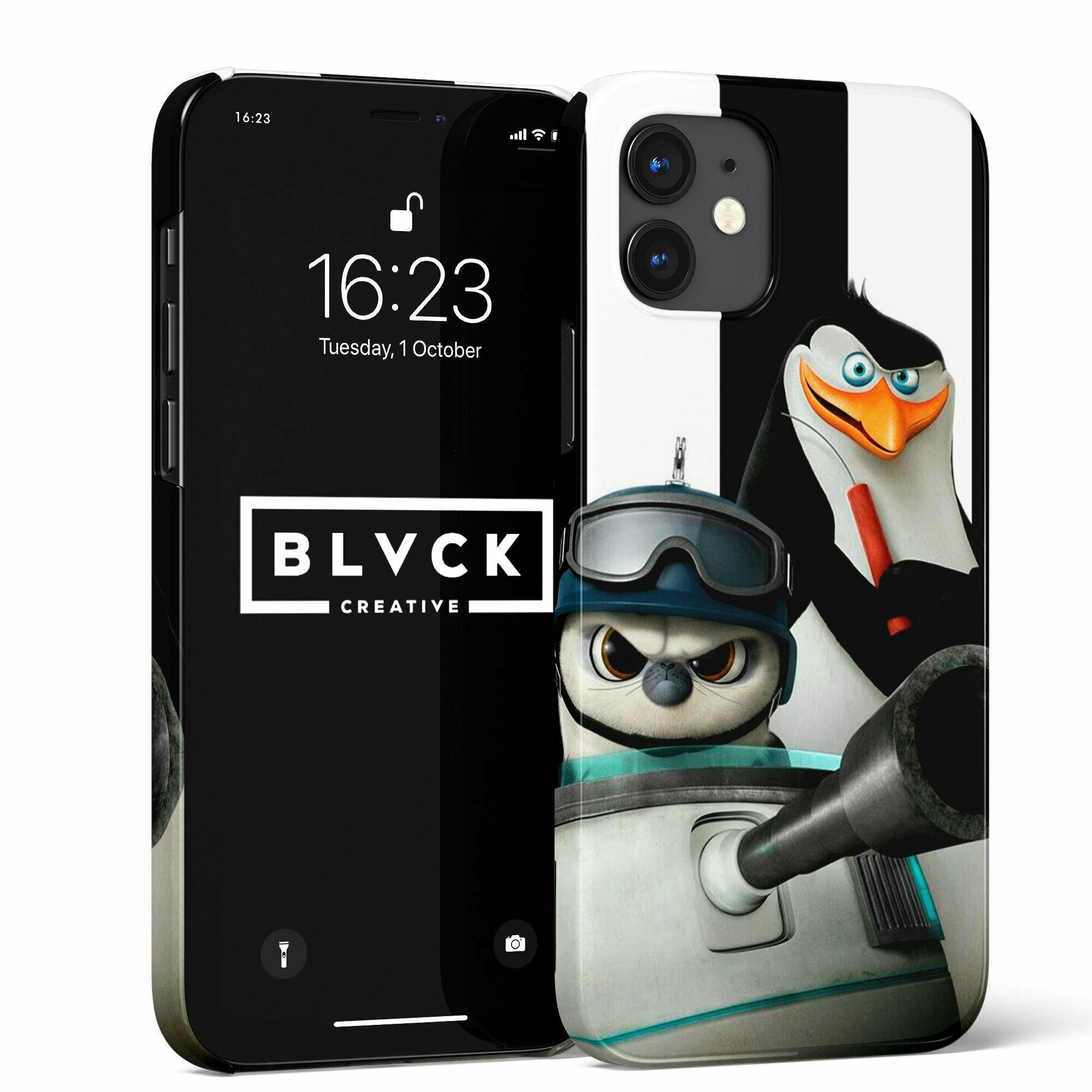 фото Чехол для IPhone 12 Pro с рисунком "Penguins of Madagascar" / Накладка с принтом Пингвины Мадагаскара