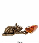 Фигурка Мышь-кошельковая с зернышком (латунь, янтарь) AM- 476 113-701673 - изображение