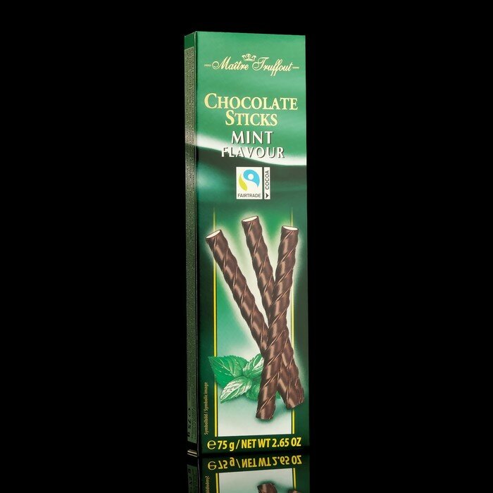 Шоколадные палочки Maitre Truffout со сливочно-мятным кремом, 75 г - фотография № 1