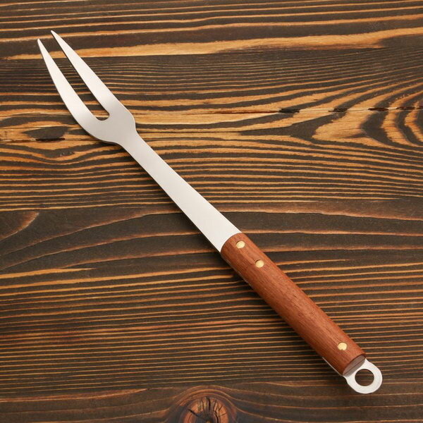 Вилка для мяса с деревянной ручкой 36 см 7х3.5 см