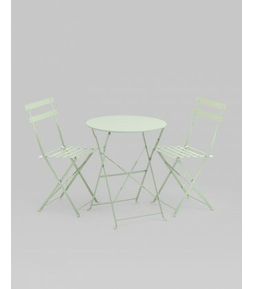 Комплект стола и двух стульев Бистро, светло-зеленый - фотография № 1
