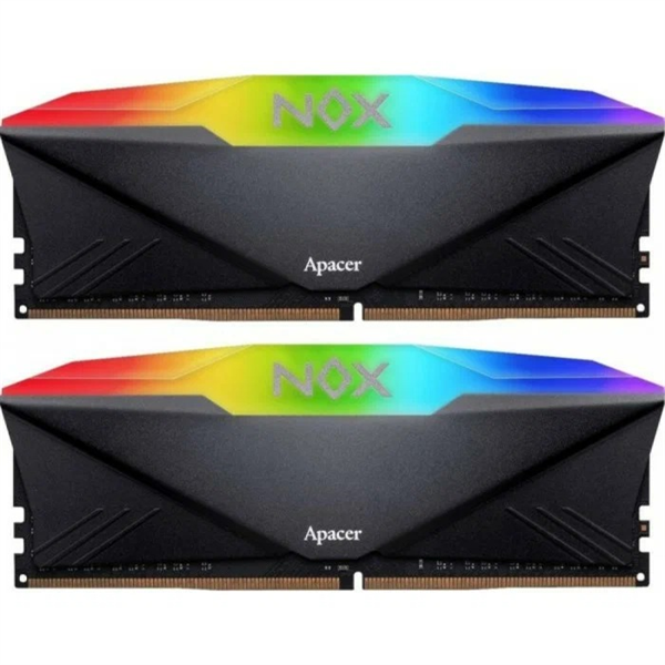 Apacer Оперативная память Apacer DDR4 16GB 3200MHz UDIMM NOX RGB Black Gaming Memory (PC4-25600) CL16 1.35V Kit (2x8GB) Intel XMP 2.0, Heat Sink (Retail) 1024*8 3 years (AH4U16G32C28YNBAA-2)