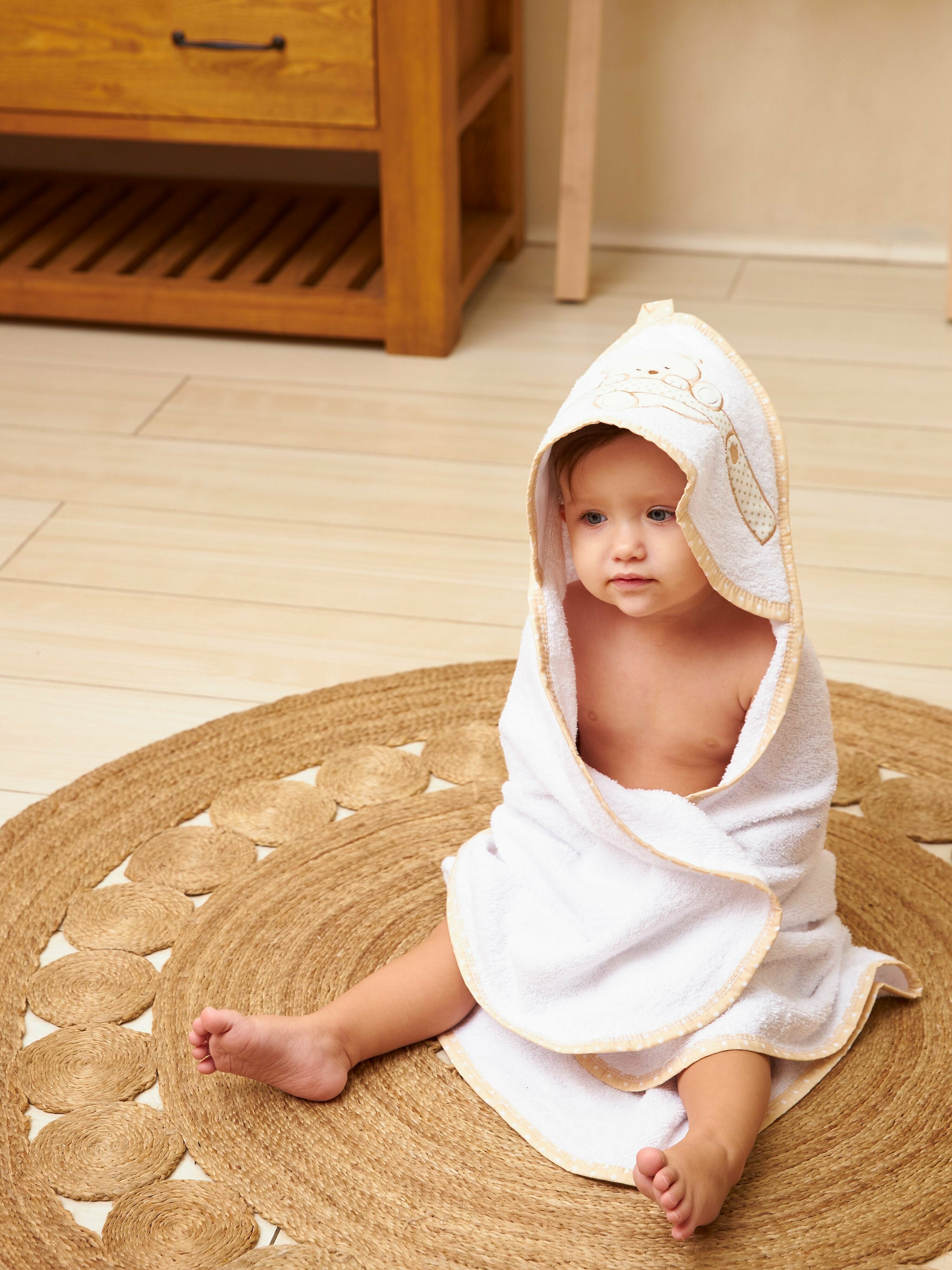 Полотенце для новорожденного детское махровое с вышивкой уголок для мальчика и девочки для ванной банное 80*90 см - фотография № 3