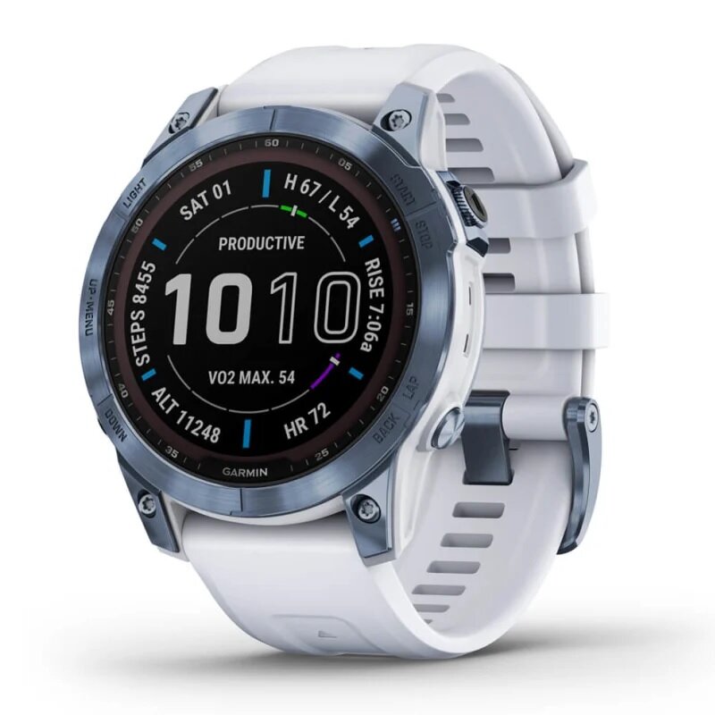 Умные часы Garmin fenix 7 – Sapphire Solar Edition Mineral Blue DLC Titanium with Whitestone Band