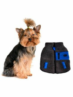 Куртка YUGI для собак, плюшевая, 35см, серо-синяя