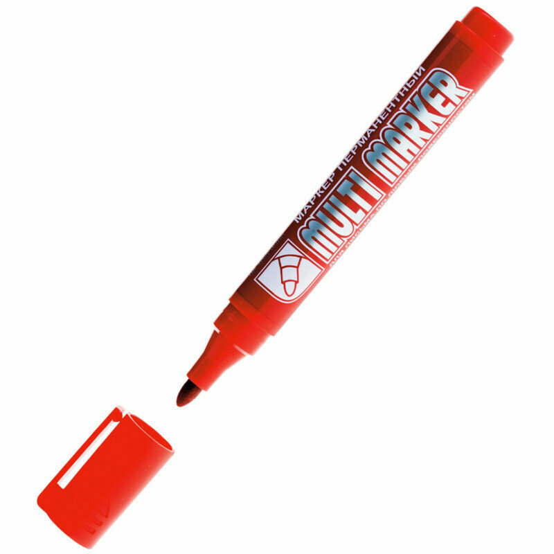Маркер перманентный Crown "Multi Marker" красный, пулевидный, 3мм, 002674