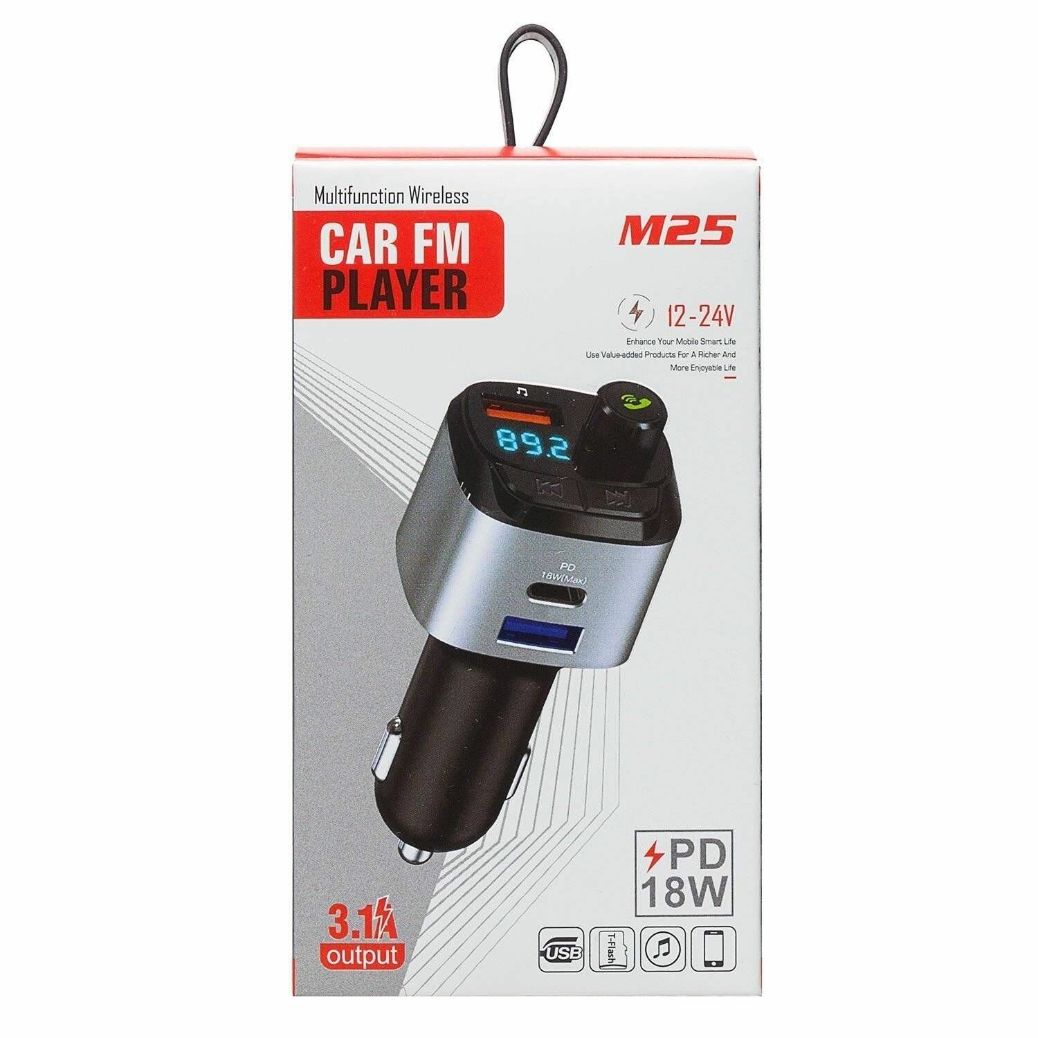 Автомобильный FM-трансмиттер M25 цвет черный, 1 шт.