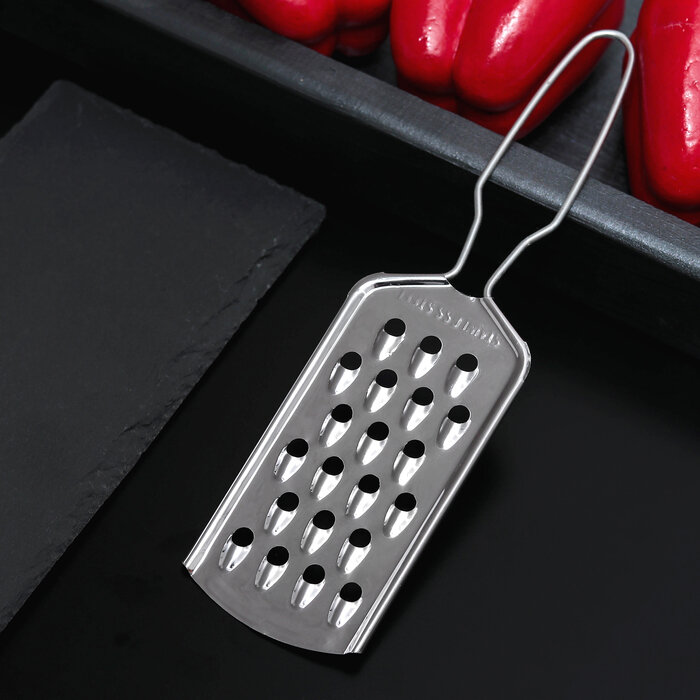 фото Тёрка крупная с ручкой Доляна «Помощник», 21×5,5 см, цвет серебряный