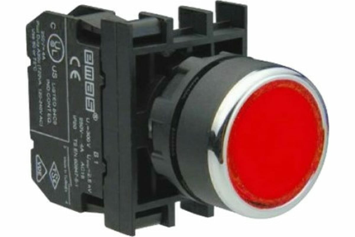 Нажимная кнопка Emas круглая красная, 1НО+1НЗ, серия B, 250В AC, 4А B102DK - фотография № 1