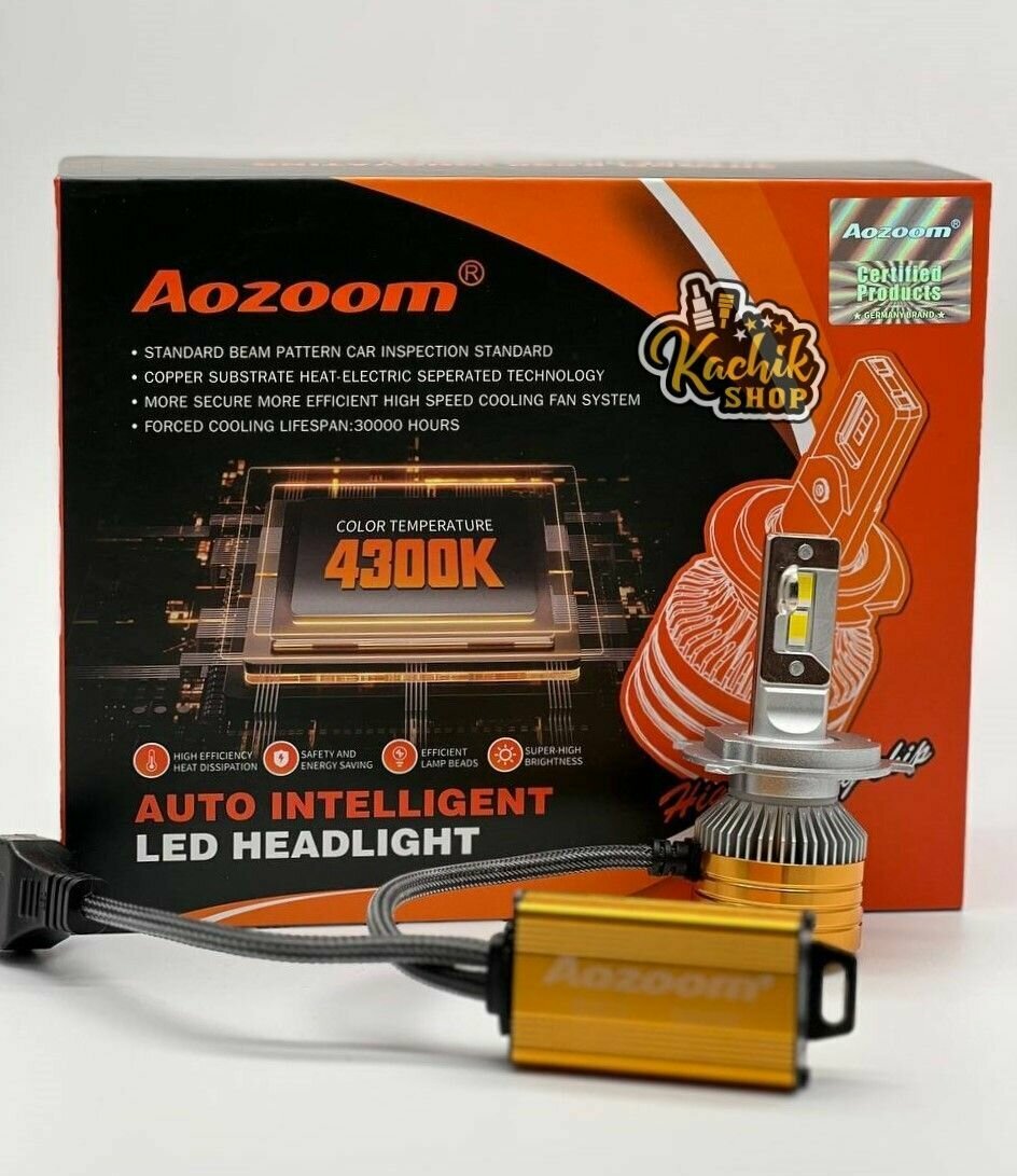 Светодиодные автомобильные лампы LED Aozoom hb4. 12V 55W 4300K 2шт.