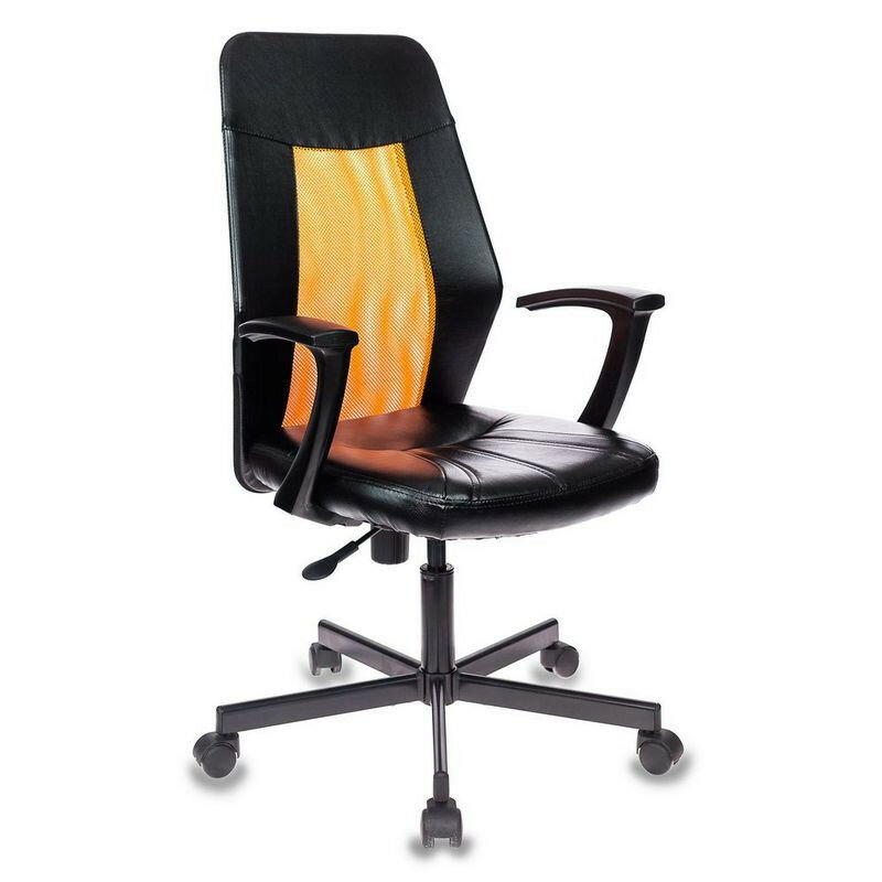 Кресло VB-EChair-225 PTW к/з черный, сетка оранжевая (TW38-3)
