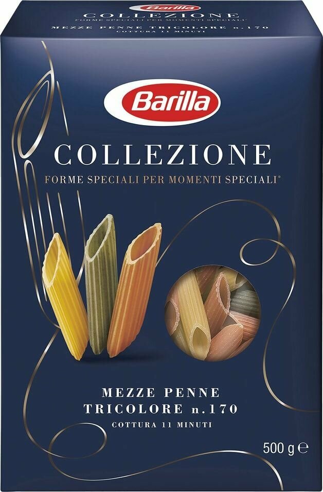 Макароны Barilla Collezione Mezze Penne Tricolore 500г