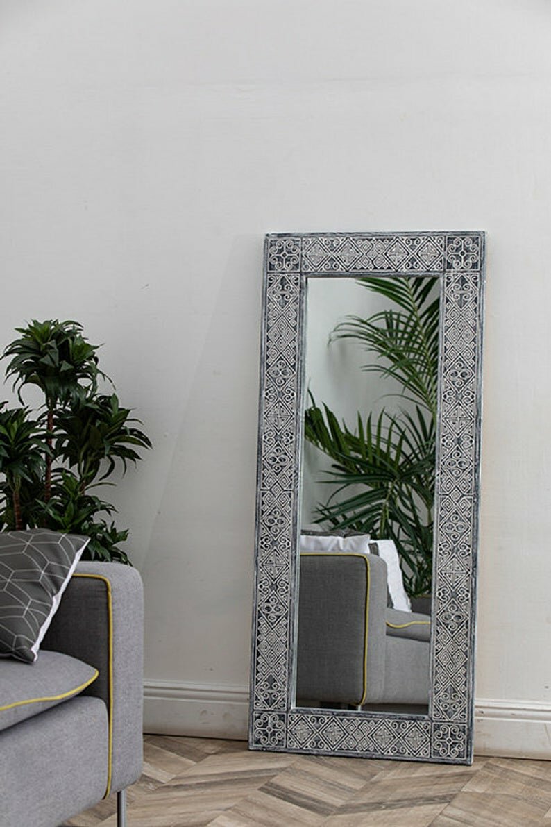 Зеркало интерьерное напольное, в полный рост в деревянной раме Papua 70 x170 см, черное - фотография № 5