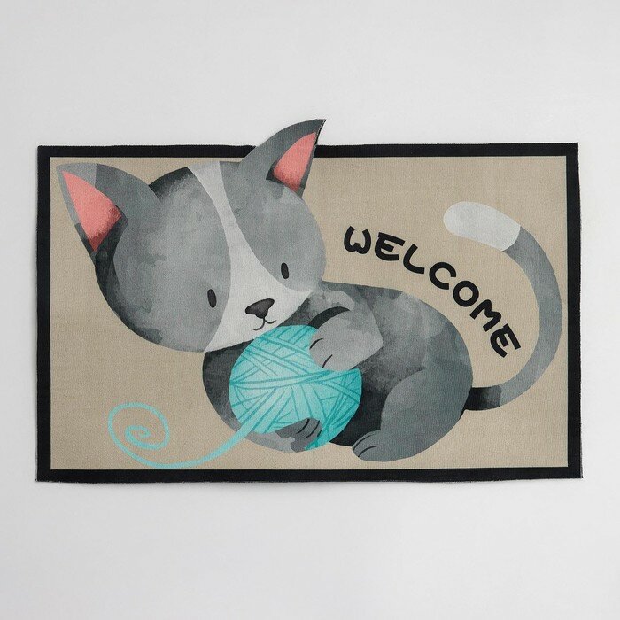 Доляна Коврик влаговпитывающий придверный Доляна «Котёнок», без окантовки, 39×59 см - фотография № 5