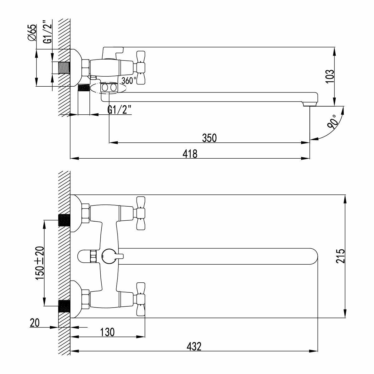 Смеситель для ванны Lemark Benefit (LM2512C) - фотография № 2