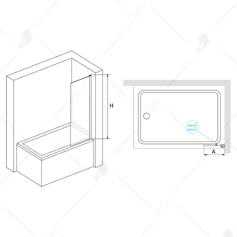 Шторка на ванну RGW 50х150 см SC-056 Хром, Прозрачное, 6 мм Easy Clean (351105650-11) - фотография № 4