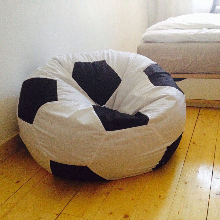 Мягкое кресло "Мяч" бело-черное, ткань Дюспо милки, Диаметр 100см от производителя kreslo-Igrushka - фотография № 4