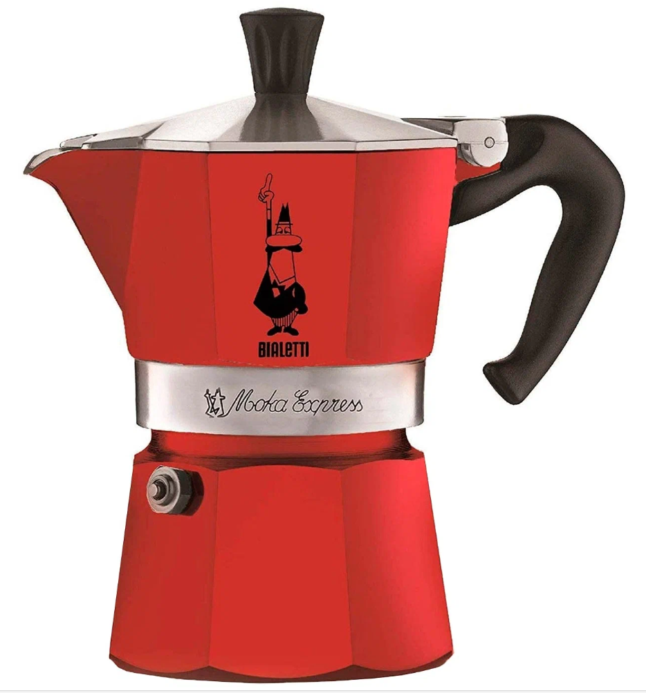 Гейзерная кофеварка Bialetti Moka Express Color, 130 мл, 130 мл, red