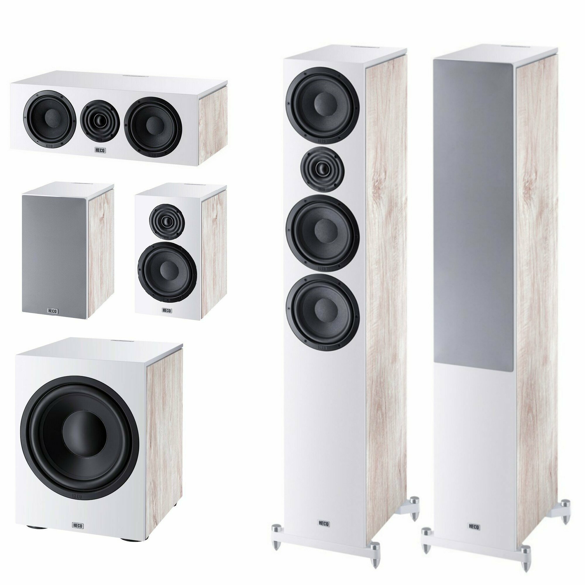 Комплекты акустики 5.1 Heco Aurora 700 Set 5.1 (700+300+Center+Sub) white