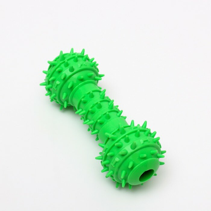 Игрушка-гантель шипастая, 14,5 см, зелёная - фотография № 3