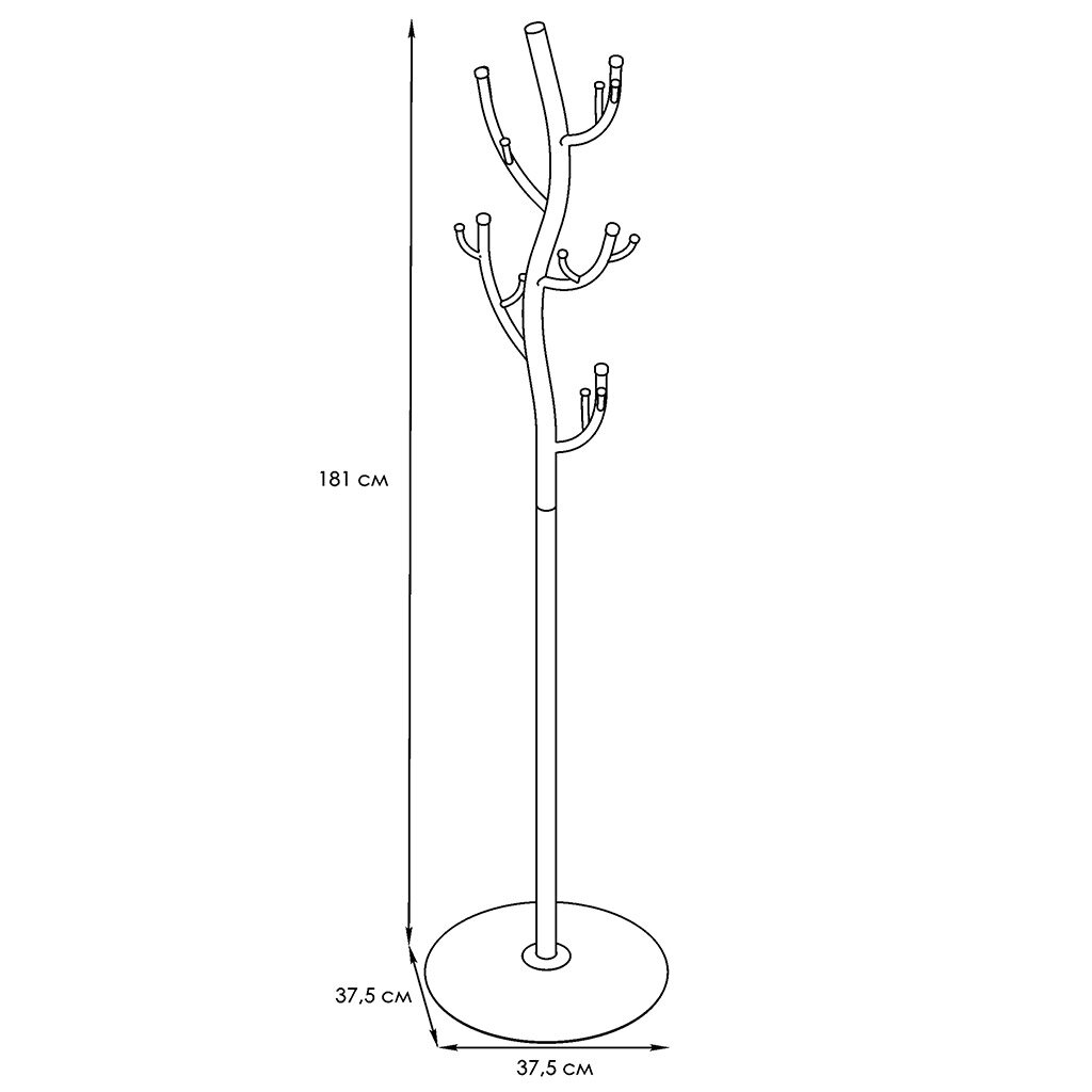 Вешалка напольная для верхней одежды "Дерево №9" 38х181см, металл, белый (Россия) - фотография № 3