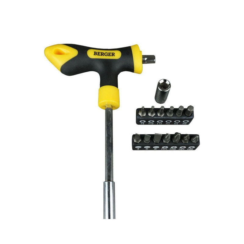 фото Набор Т-образная отвертка с битами 15 предметов BERGER BG1070