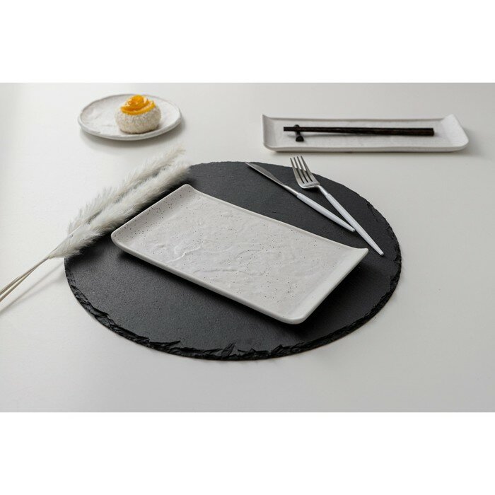 Magistro Блюдо фарфоровое для подачи Magistro Slate, 26,5×15 см, цвет белый - фотография № 7