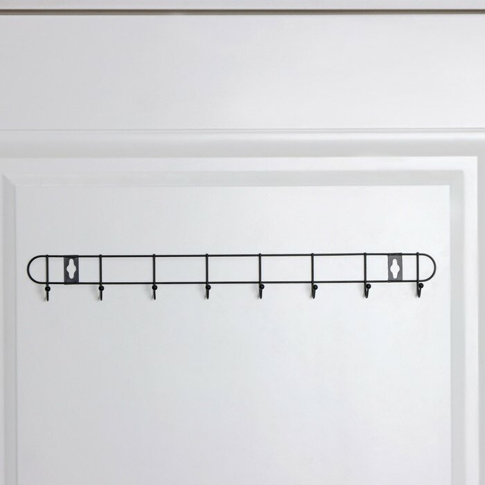 Вешалка настенная на 8 крючков Доляна «Лайт», 43×5×3 см, цвет чёрный - фотография № 4