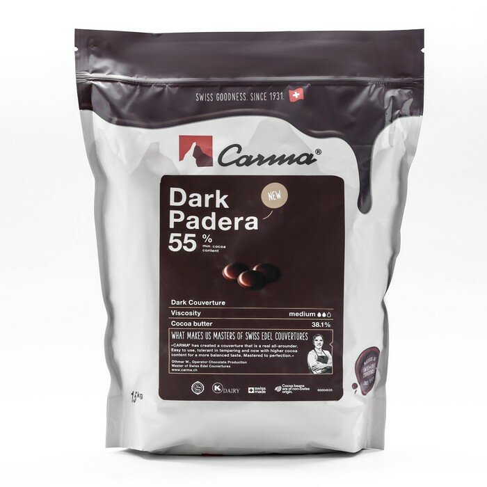 Темный шоколад Carma Dark Padera, 55% какао, 1,5 кг - фотография № 1