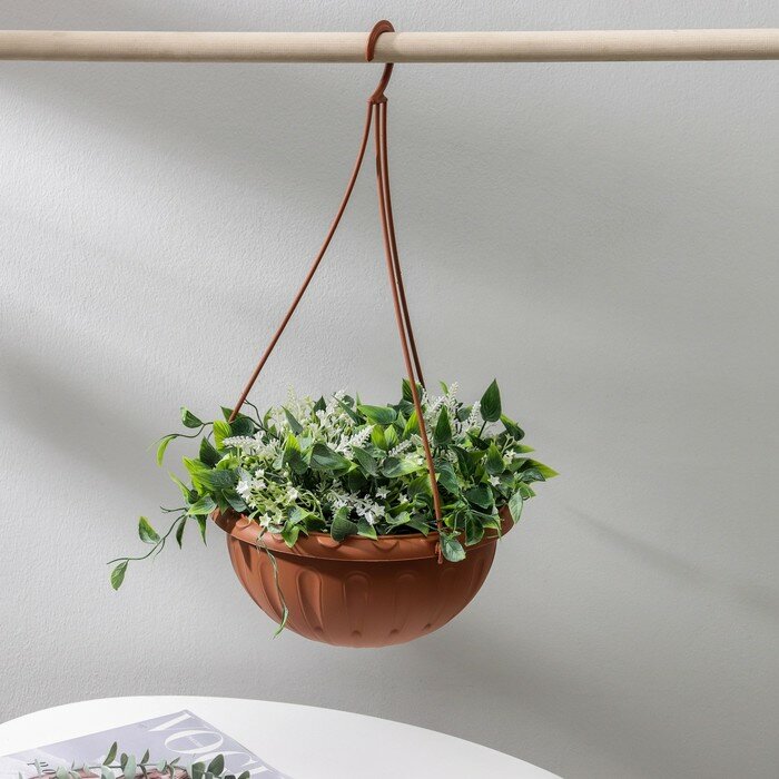 фото Кашпо уличное для цветов подвесное «Джулия», 3,5 л, цвет коричневый