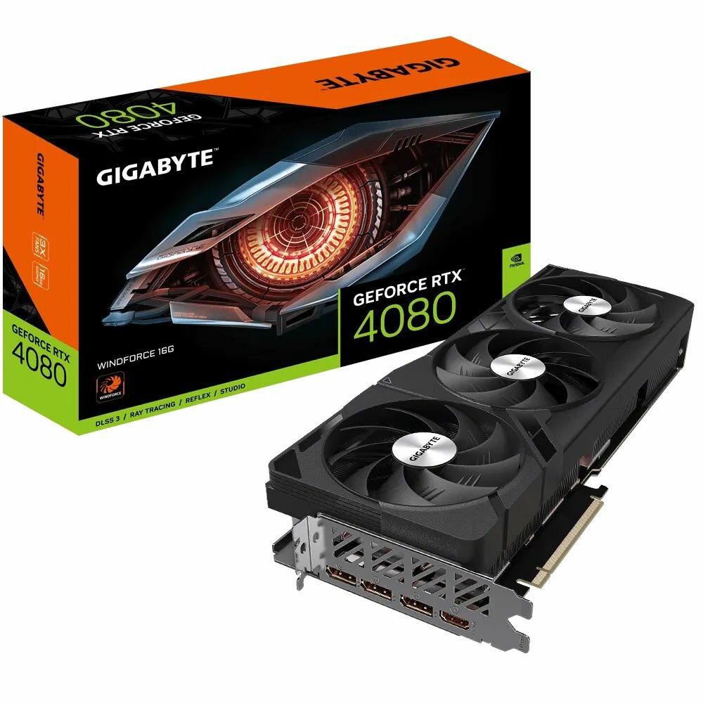 Видеокарта Gigabyte Gaming nVidia RTX 4080 16384 22400 256 RTL [GV-N4080WF3-16GD] - фото №1