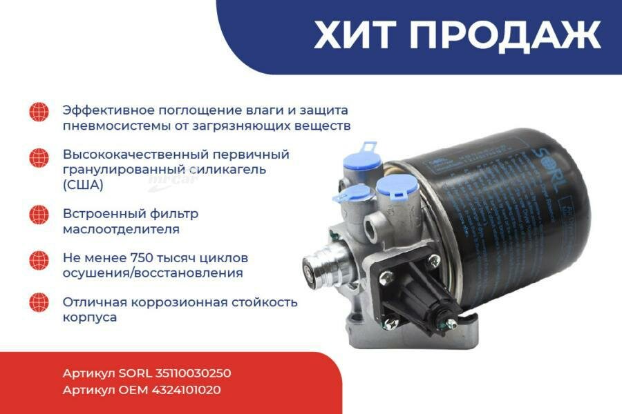 SORL 35110030250 Осушитель воздуха 8.1 bar DAF, IVECO, MAN