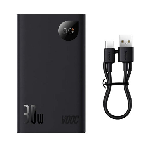 Внешний аккумулятор Baseus Adaman2 Display Fast Charge Power Bank 20000mAh 30W (VOOC Edition) с кабелем USB - Type-C 3A 0.3m (PPAD050001) (black)