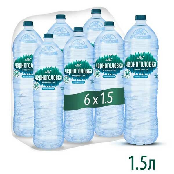 Вода питьевая "Черноголовская", 6 шт по 1,5л, без газа, ПЭТ