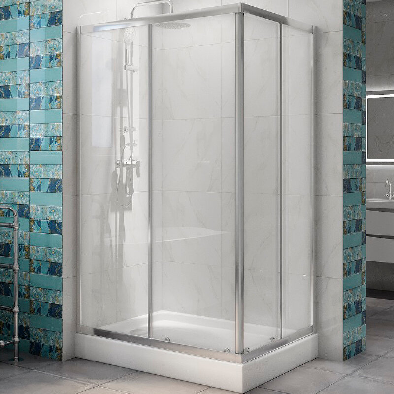 Душевой уголок BelBagno Due 100x80 DUE-AH-2-100/80-C-Cr профиль Хром стекло прозрачное - фотография № 1