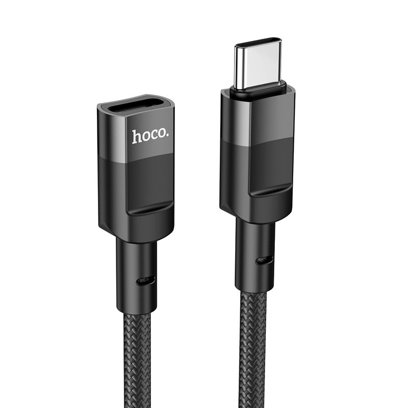 USB удлинитель с Type-C (папа) на Type-C (мама), 1.2 m, USB 2.0, HOCO, U107, черный