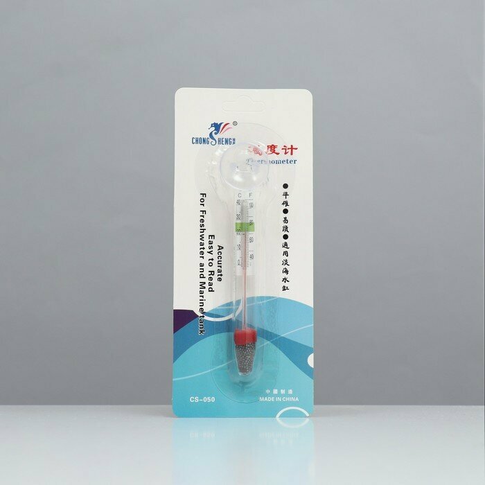 Термометр аквариумный на присоске утолщенный, 11 см - фотография № 1