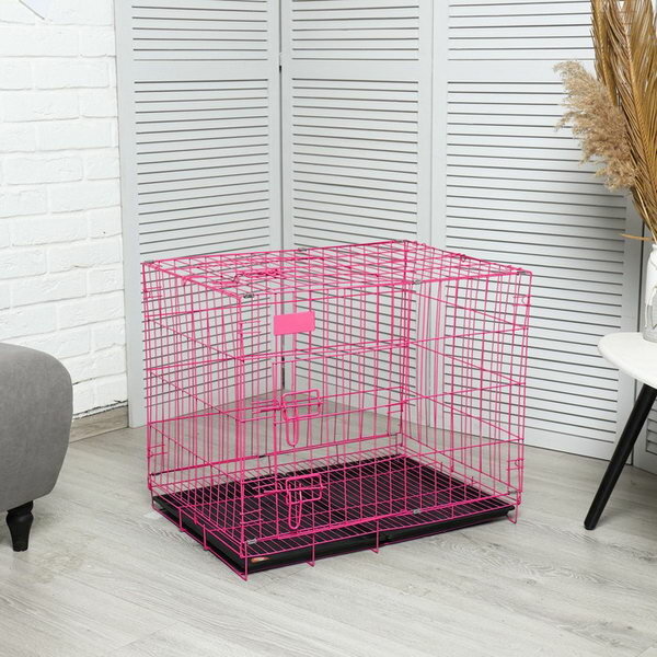 Клетка для собак 70 x 50 x 60 см, розовая - фотография № 1
