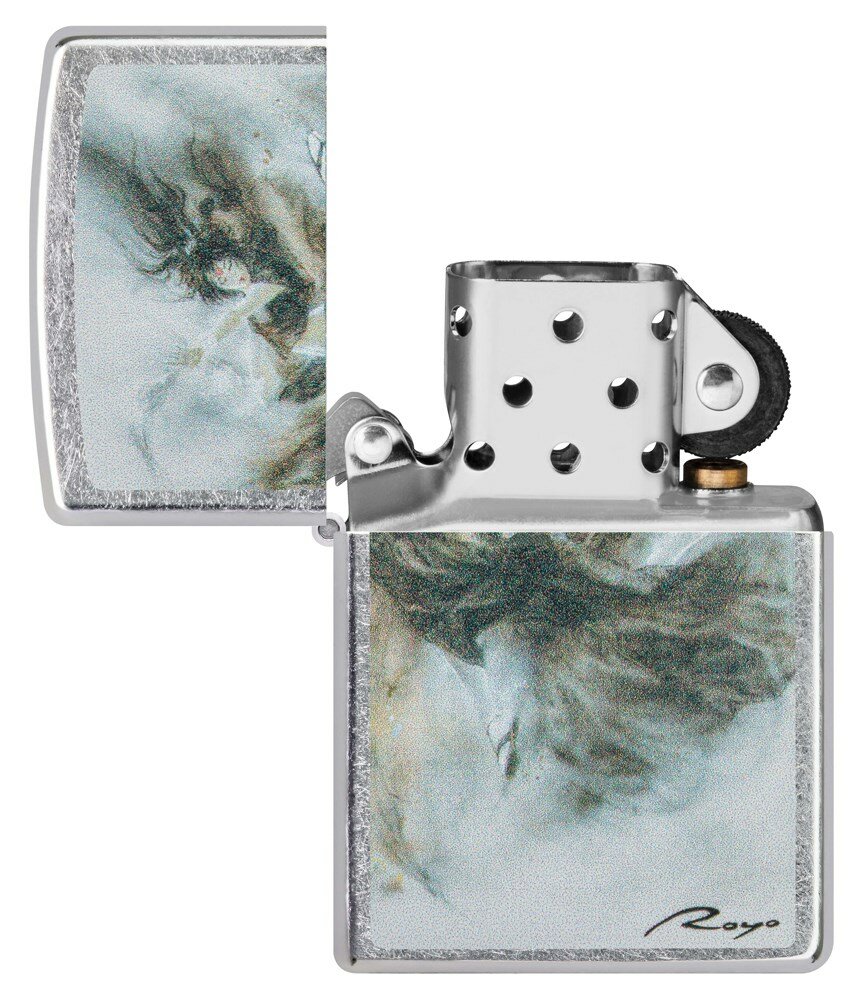 Зажигалка ZIPPO Luis Royo с покрытием Street Chrome, латунь/сталь, серебристая, 38x13x57 мм - фотография № 4