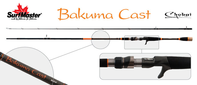 Спиннинг штекерный угольный 2 колена S Master LC1231 Chokai Series Bakuma Cast 702HF TX-20 (14-42гр.) 2,13 м