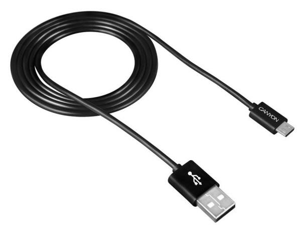 Кабель microUSB 1м Canyon CNE-USBM1B круглый черный