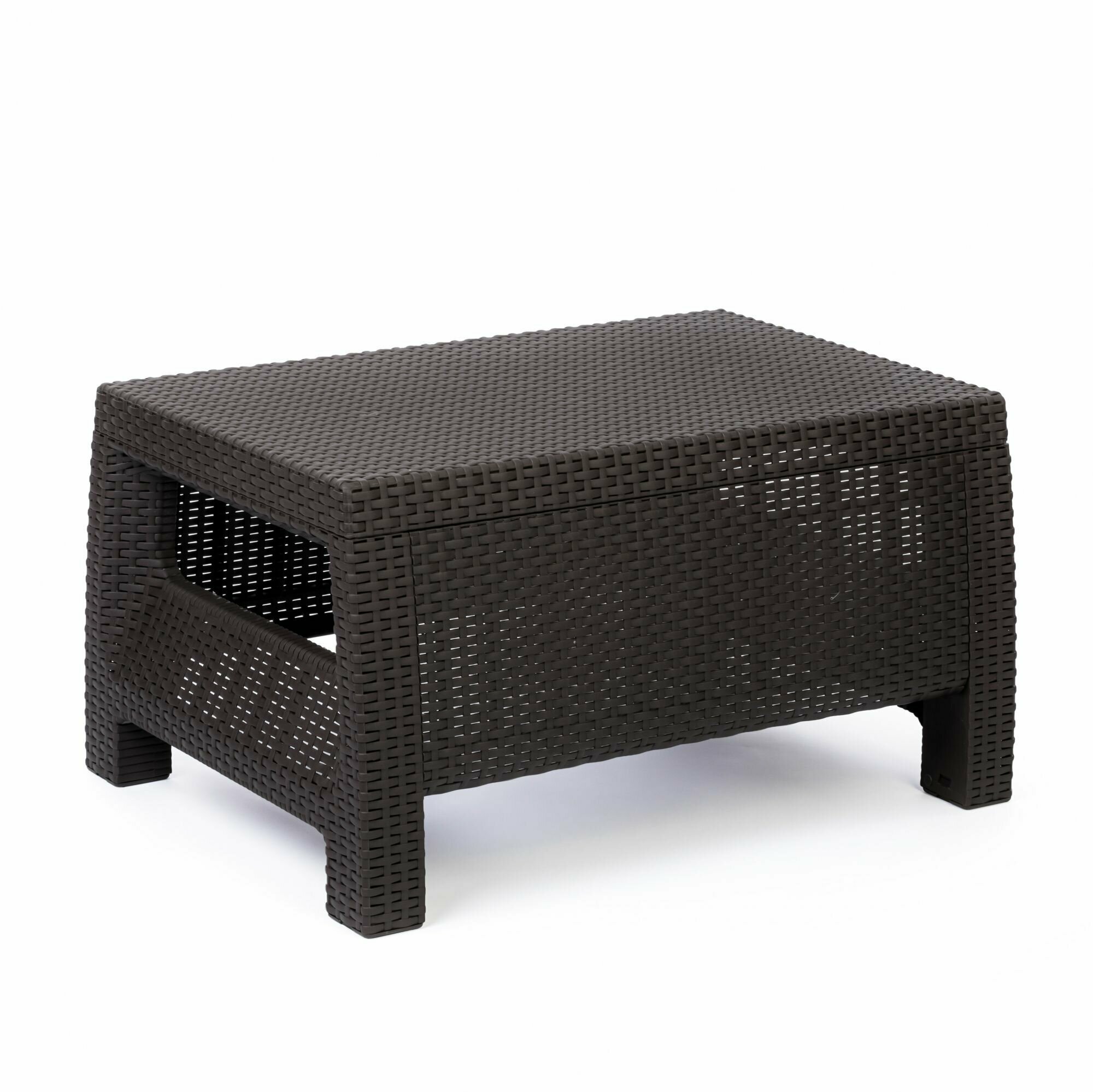 Комплект мебели YALTA SOFA-2 TABLET (Ялта) темно коричневый (коричневые подушки) из пластика под искусственный ротанг - фотография № 4