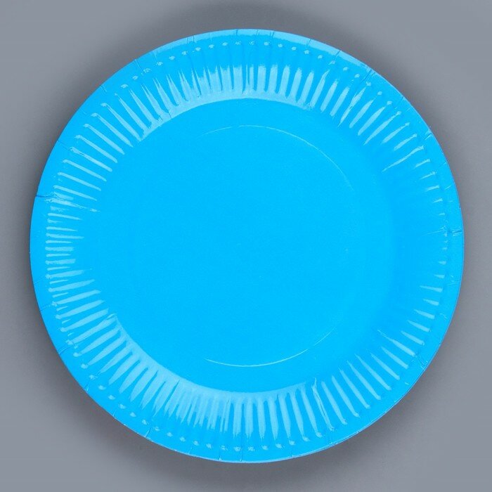 Тарелка бумажная однотонная, голубой цвет 18 см, набор 10 штук - фотография № 2