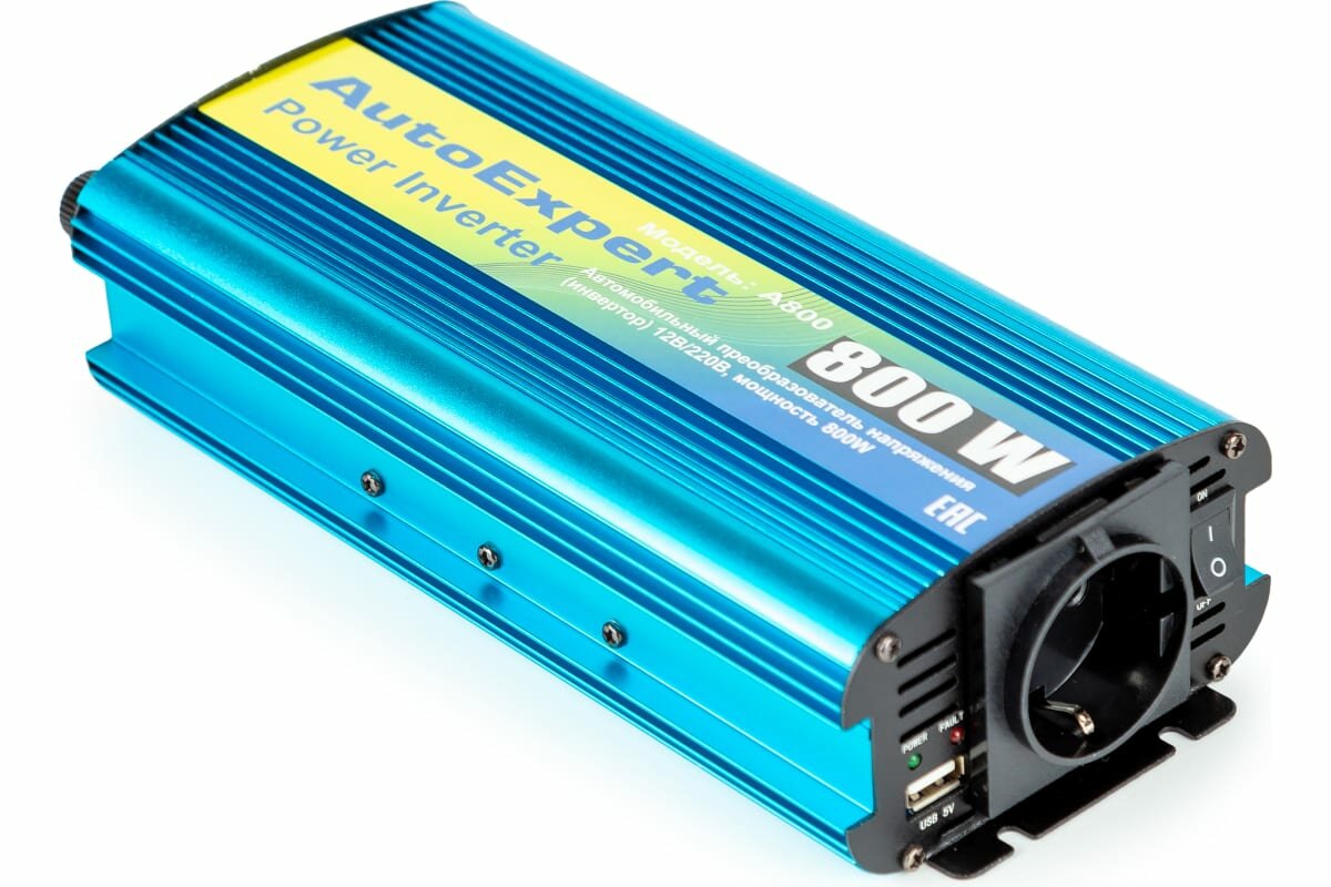 Автомобильный интвертер AutoExpert 800W, преобразователь напряжения с 12 на 220V A800